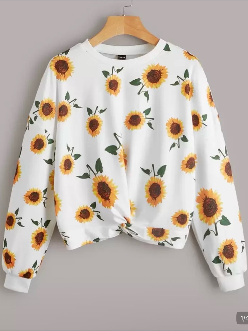 Sunflower Tie-Hem Long Sleeve Top - White